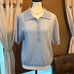 Light Blue cashmere Polo Sweater
